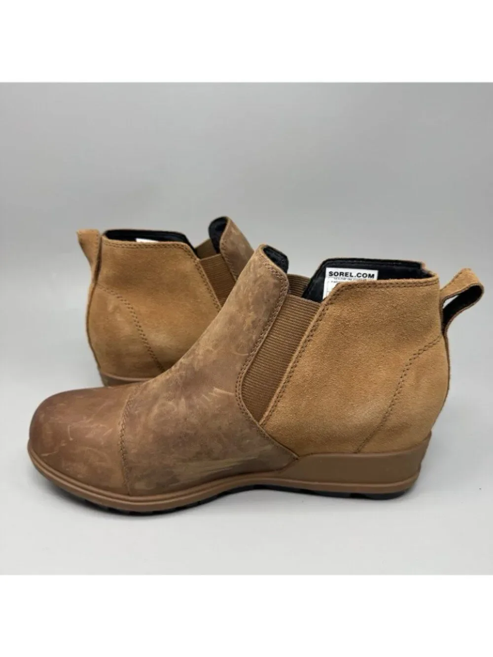 Sorel Womens Size 10 Ankle Boots Evie Cap Toe Chelsea Brown Leather NL3816-242